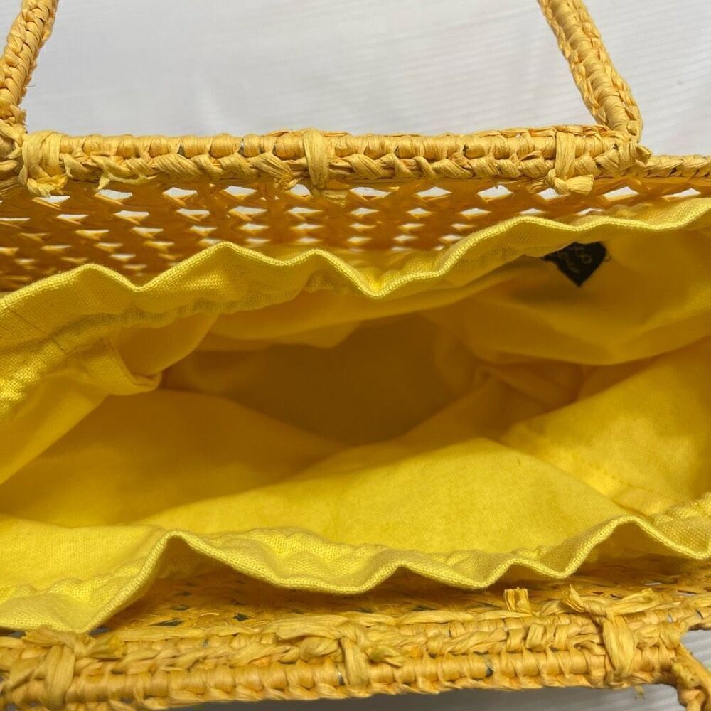 House Of Harlow 1960 Raffia Woven Yellow Basket Purse Handbag New - Picture 12 of 13